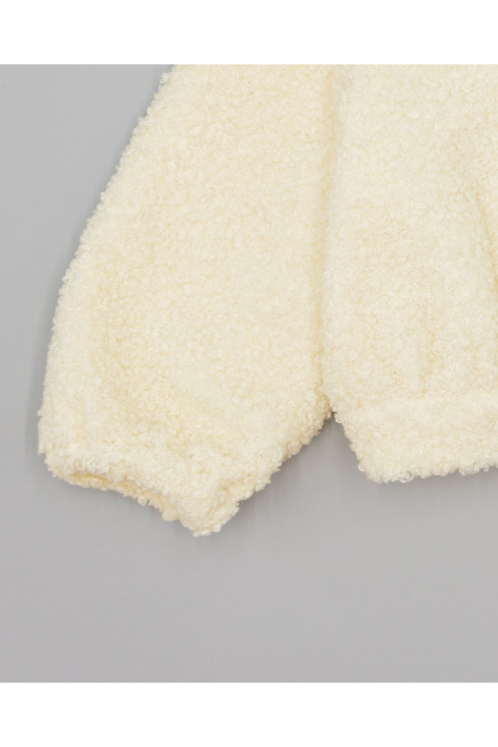 Soft beige bouclé bomber jacket