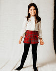 Red shorts in textured fabric