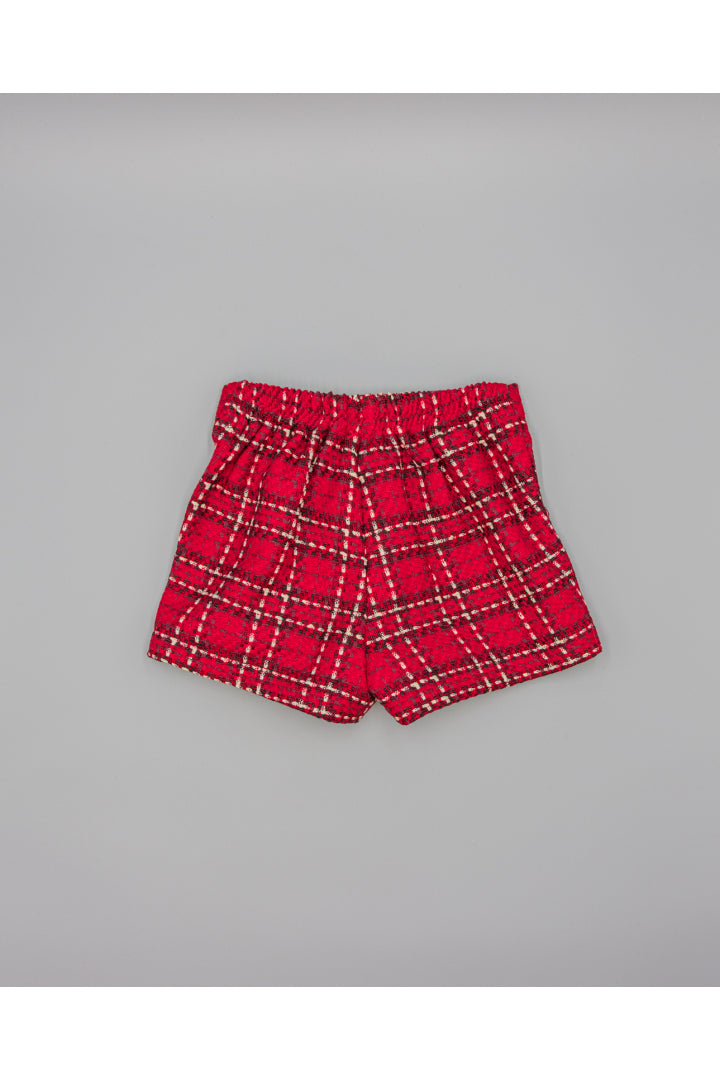 Red shorts in textured fabric