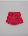 Red shorts in textured fabric