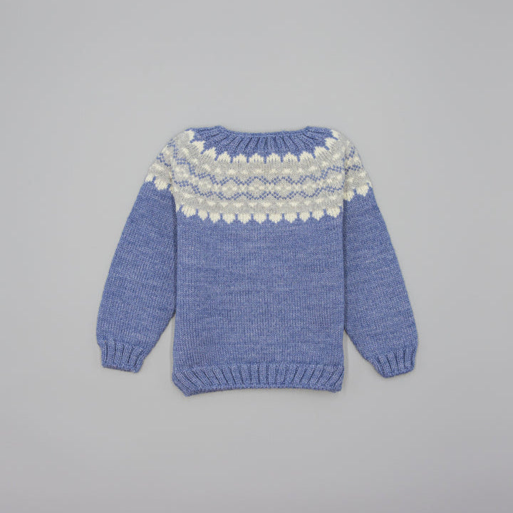 BLUE SWEATER WITH PATTERNED YOKE