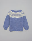 BLUE SWEATER WITH PATTERNED YOKE