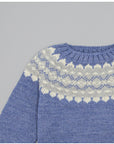 BLUE SWEATER WITH PATTERNED YOKE