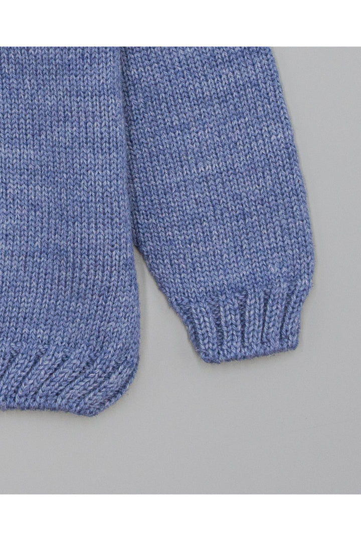 BLUE SWEATER WITH PATTERNED YOKE