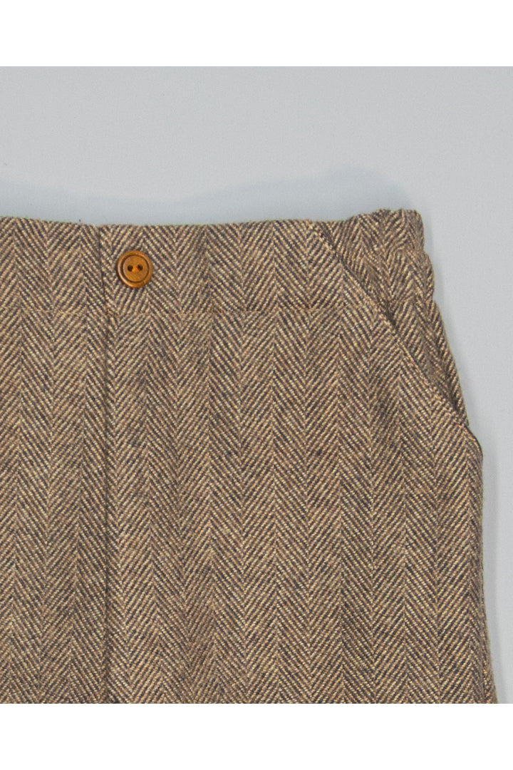 BROWN HERRINGBONE BOYS TROUSERS WITH SIDE POCKETS