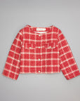 RED CHECK TWEED JACKET WITH GOLD AND PEARL BUTTONS