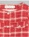 RED CHECK TWEED JACKET WITH GOLD AND PEARL BUTTONS