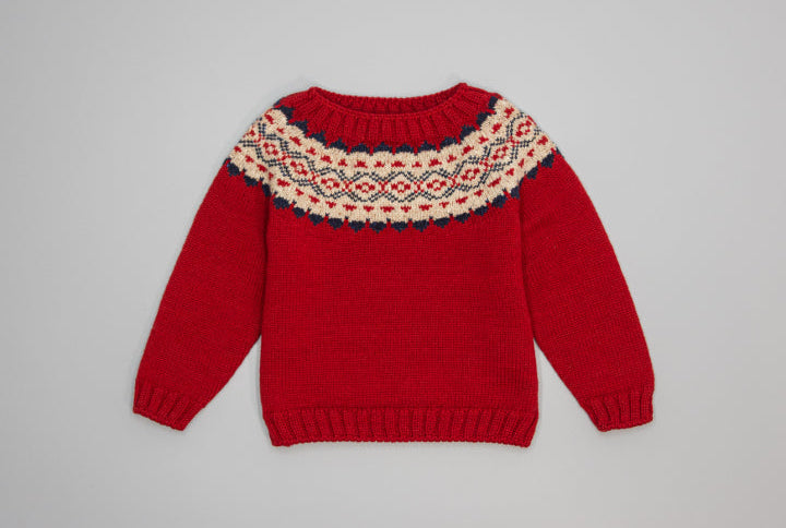 RED MERINO WOOL SWEATER