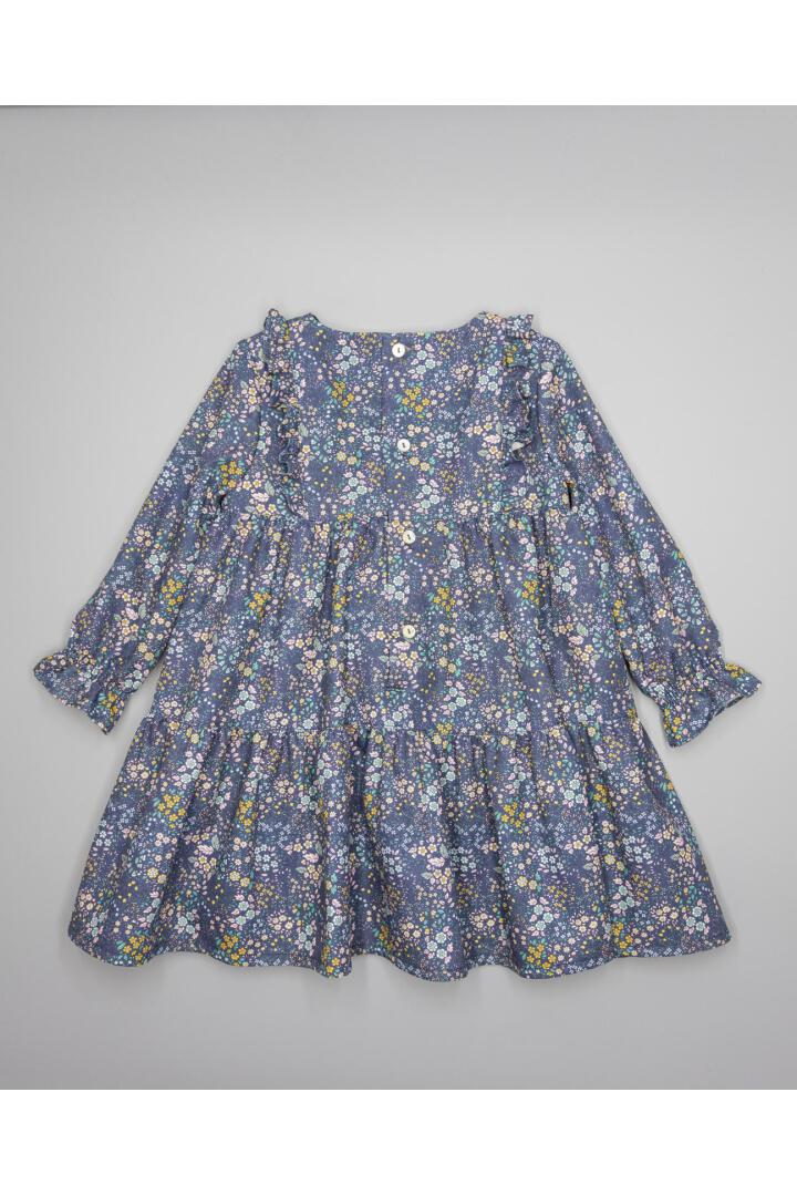 Girl’s floral print dress in blue and green tones