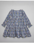 Girl’s floral print dress in blue and green tones