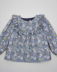 GIRL FLORAL PRINT BLOUSE WITH YOKE AND RUFFLE