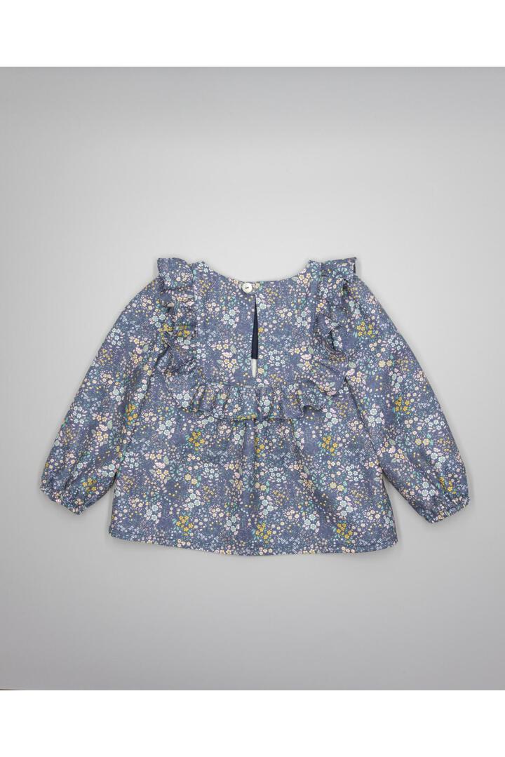 GIRL FLORAL PRINT BLOUSE WITH YOKE AND RUFFLE