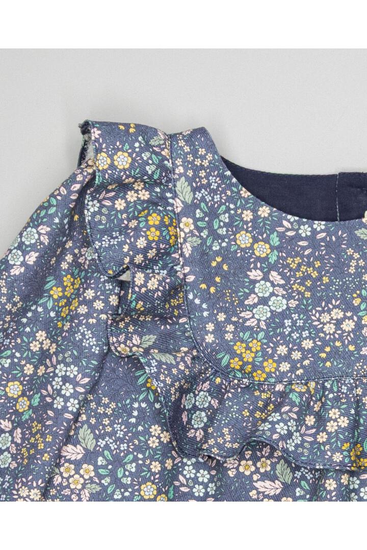 GIRL FLORAL PRINT BLOUSE WITH YOKE AND RUFFLE