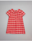 RED CHECK TWEED DRESS WITH POCKET FLAPS