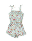 Light Blue Floral Print Overall for Girl