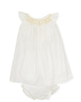 White Cotton Dress for Baby Girl with yellow details