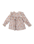 Blue and orange floral blouse for girls