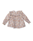 Blue and orange floral blouse for girls