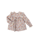 Blue and orange floral blouse for girls