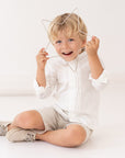 Beige Striped Bermuda Shorts for Boys