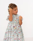 Light Blue Floral Print Dress for Girl