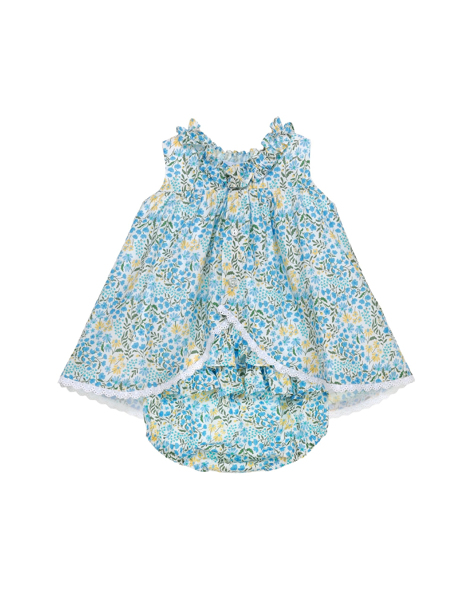 Delicate Liberty-style floral print in turquoise and yellow tones
