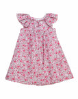 Pink Floral Smocked Flutter Dress