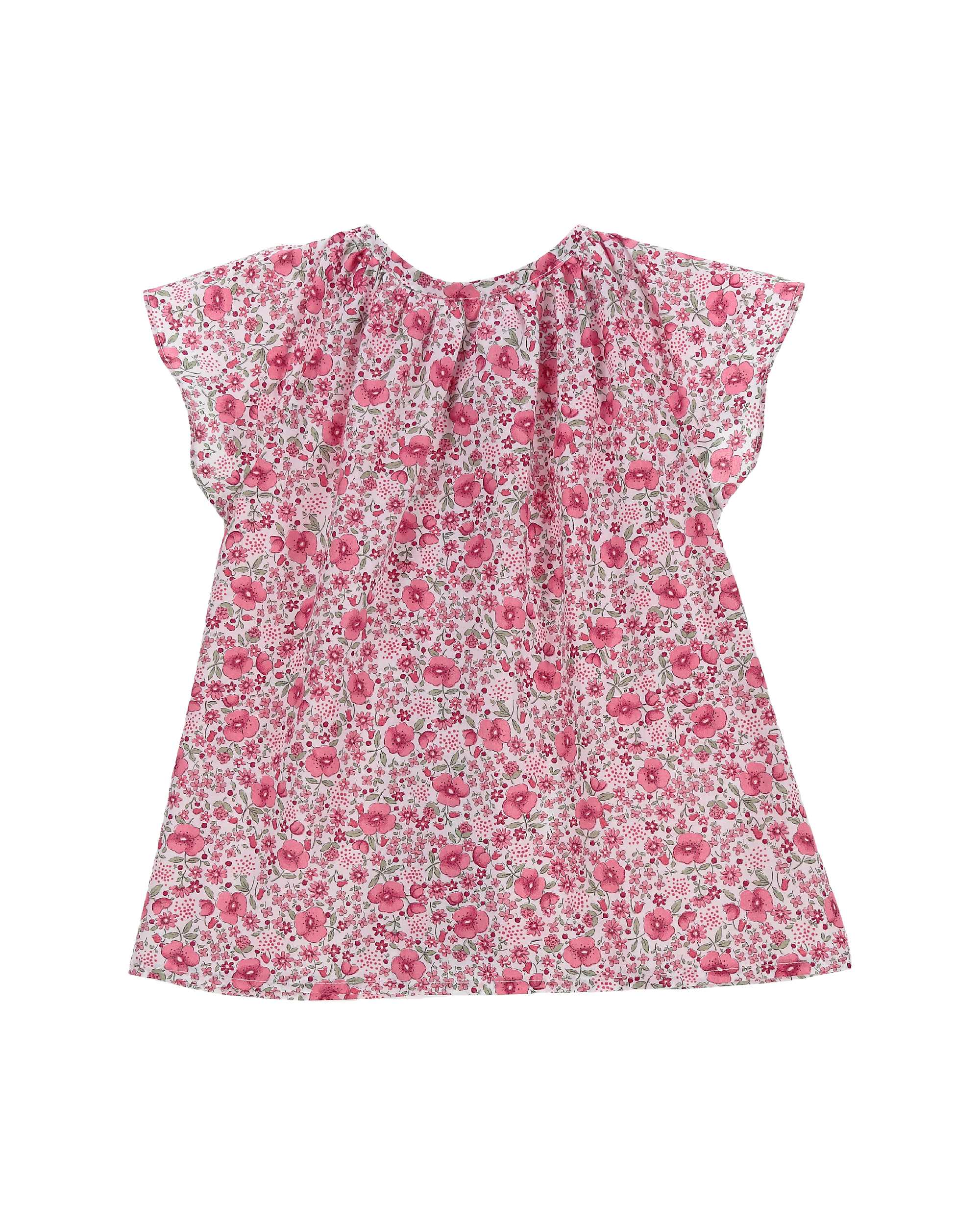 Pink Floral Flutter Blouse