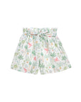Girls Tropical Print Paperbag Shorts