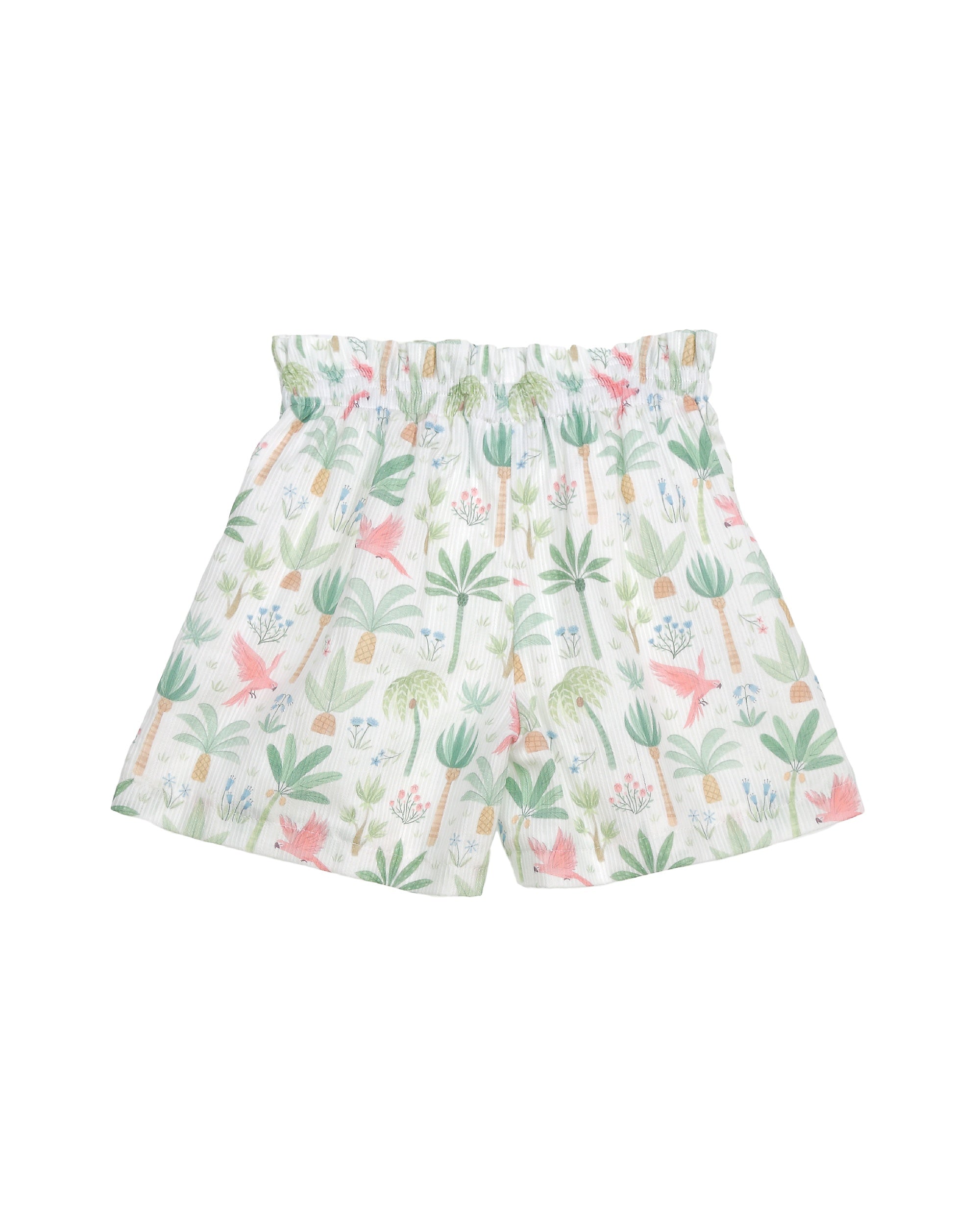 Girls Tropical Print Paperbag Shorts