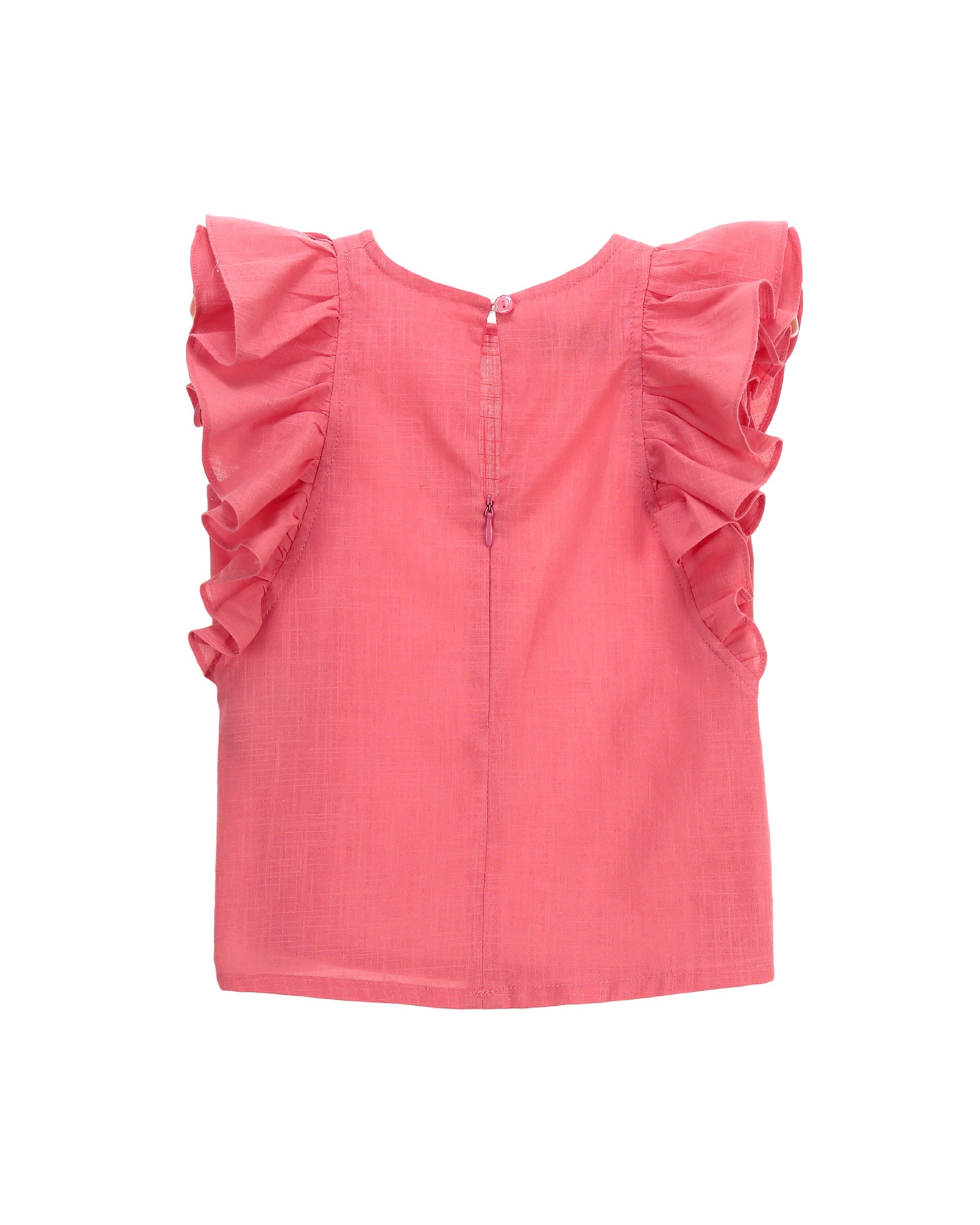 Girls Coral Ruffle Blouse