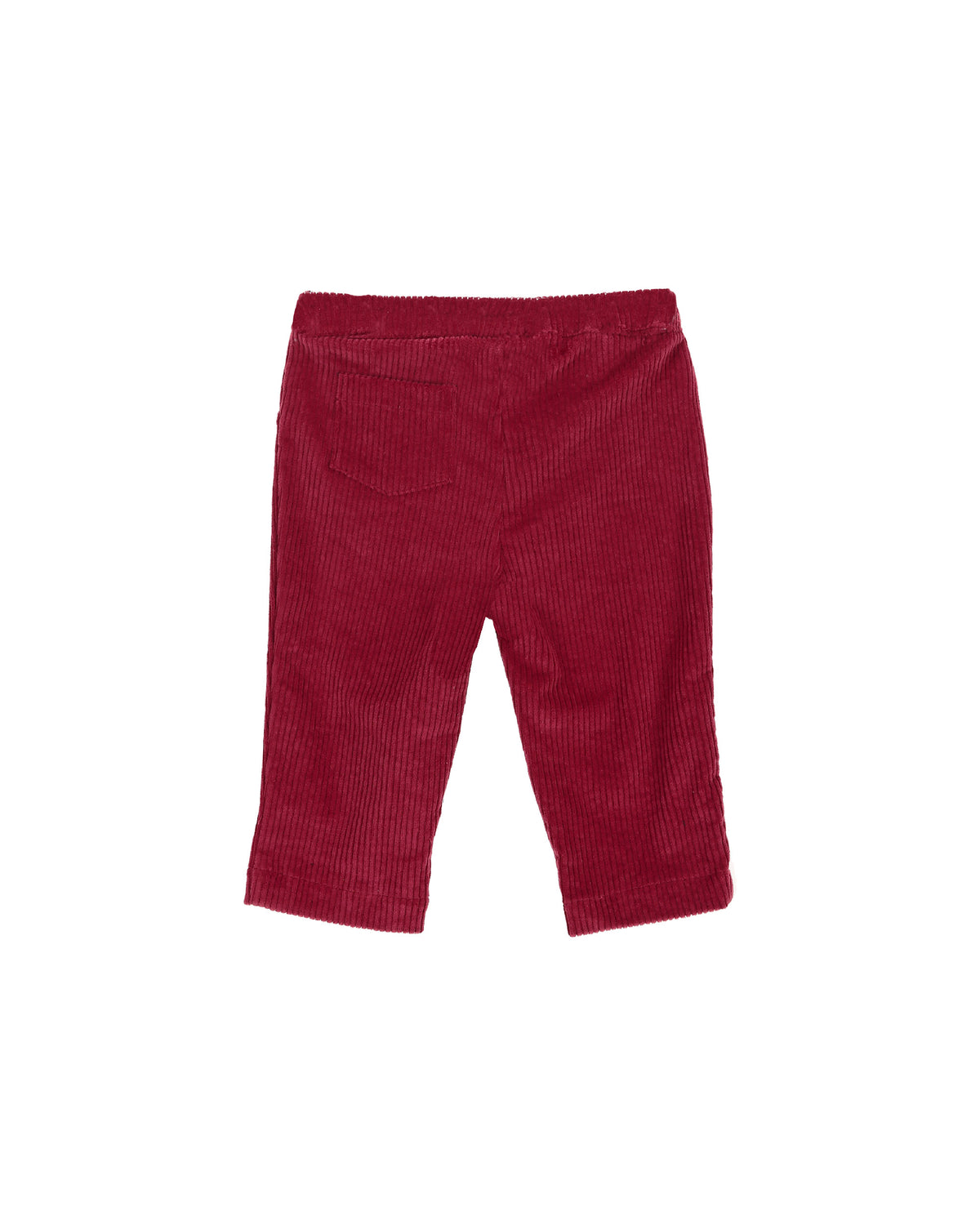 Corduroy pants in a deep burgundy red