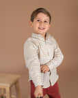 Boys Beige striped red and blue shirt