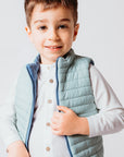 Reversible Quilted Vest in Green and Blue