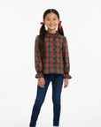 SHIRT GREEN PLAID WITH RUFFLE