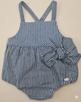 Baby Girls Striped Bow Romper