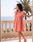 Pink Plumeti Dress with ruffles