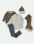 Beige Checked Cotton shirt for Boy