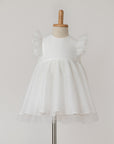 White Tulle Dress for Special Occasions with tulle belt