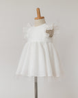 White Tulle Dress for Special Occasions with tulle belt