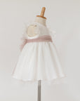 White Tulle Dress for Special Occasions with tulle belt