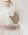 White Tulle Dress for Special Occasions with tulle belt