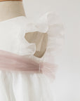 White Tulle Dress for Special Occasions with tulle belt