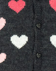 Black Cardigan with Pink and White Hearts