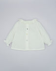 Button-Back White Chiffon Blouse