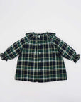 Dark Green Tartan Hand-embroidered Baby Dress