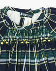 Dark Green Tartan Hand-embroidered Baby Dress