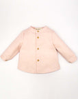 Pink Shirt with Wooden Buttons and Mandarin Collar