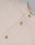 Pink Shirt with Wooden Buttons and Mandarin Collar