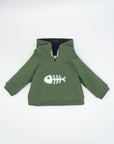 Green Hoodie with White Fish for Boys